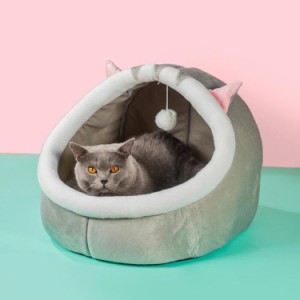 猫ハウス ドーム型 冬 可愛い ペットベッド 暖房 エアコン適応 猫ベッド 犬ベッド ペットクッション ペットハウス 犬小屋 休憩所 快適 ふ