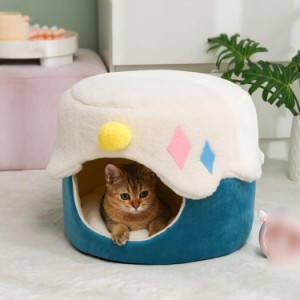 猫 犬 ベッド 猫ハウス キャットハウス ペット用寝袋 ドーム型 暖かい ふわふわ 折りたたみ式寝マット 犬猫兼用 室内用 寒さ対策 保温防