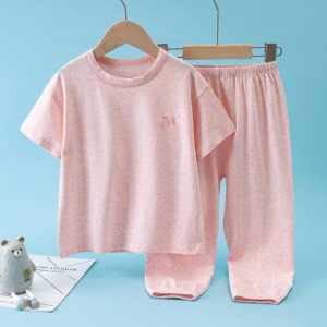 子供 パジャマ 男の子 女の子 綿100% 半袖 夏 ルームウェア キッズ 上下セット ｔシャツ ショートパンツ 無地 通気 柔らかい 肌に優しい 