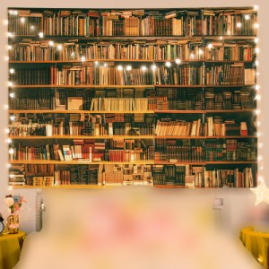 ヴィンテージ図書館本棚タペストリー大学スタディルームヴィンテージ本棚壁掛け居間の寝室の寮の装飾的な芸術のタペストリー 吊り布 壁の