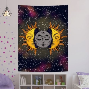 タペストリー 太陽と月 壁掛け ボヘミアンタペストリー 布ポスター 背景布 インテリア リビングの飾り カーテン 北欧 北欧風 部屋 飾り 