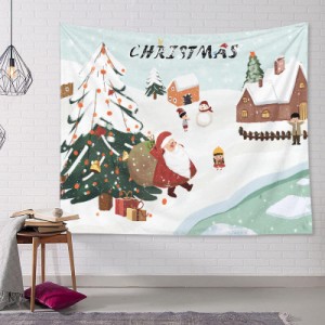 メリークリスマス タペストリー クリスマスイブ クリスマスツリー サンタクロース 壁掛けタペストリー 壁飾り 家 リビングルーム ベッド