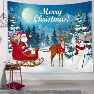 雪だるま タペストリー 壁掛け クリスマス 飾り クリスマスデコレーション Merry Christmas サンタクロース ウォールアート 部屋 寝室 ホ