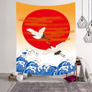 タペストリー 浮世絵 海の波 赤い日 大判 大きい おしゃれ 和風飾り 壁掛け 和柄 ポスター 多機能 背景布 ウォールアート 装飾布 欧米風 