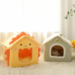 小型犬 ペットハウス 室内用 犬小屋 三角屋根 ペットベッド ドームハウス 猫用 屋根付き ふわふわ クッション付き 猫 テント オールシー