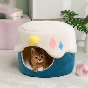 ペットベッド ペット用品 室内 犬猫用 キューブ型 ペットハウス ふわふわ マット クッション 寝袋 保温防寒 小型 大型 あたっか 折り畳み