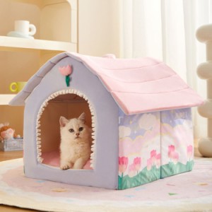 猫ベッド 猫ハウス ドーム型 犬小屋 犬 ベ ッド クッション 小型犬 キャットハウス ペット ベッド ふわふわ 可愛い 暖かい ペットベッド 