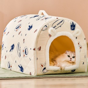 猫ハウス 猫ベッド ペットベッド 冬用 暖かい 配線通し穴つき もこもこ 猫用 ベ ッド 小型犬 キャットハウス クッション 寝床 ペットハウ