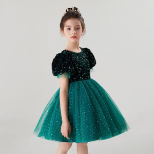 子供ドレス ピアノ発表会 ショートドレス キラキラ スパンコール ワンピース 子どもドレス フォーマル 七五三 ジュニアドレス フォーマル