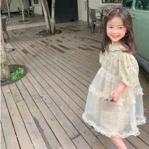 ワンピース 子供服 子供ドレス お姫様ドレス 子ども 女の子 キッズワンピース 花柄 発表会 結婚式 女の子用 冠婚葬祭 長袖 子供 春秋 女