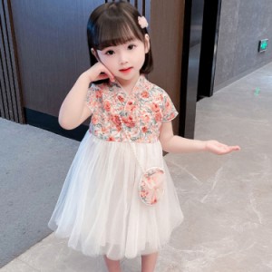 子供服 ワンピース 女の子 子供ドレス キッズ服 キッズ 花柄 カジュアル 普段着 可愛い チュールスカート かわいい おしゃれ 夏 子供ドレ