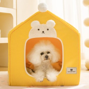 ペットベッド ドーム型 ペットハウス 2way 犬猫用 室内用 オールシーズン ふわふわ クッション付き 犬小屋 猫 テント おしゃれ 洗える 折