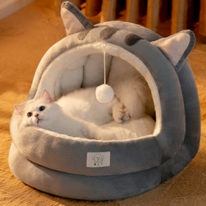 ペットベッド 犬/猫用ハウス ペットベッド ペットハウス 犬小屋 寝床 可愛い 柔らかい クッション付き ペット用品 快適 屋根付き 暖かい 