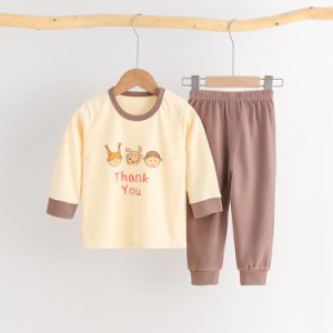 子供服 パジャマ 女の子 男の子 tシャツ パンツ 長袖 長ズボン上下セット 綿 ルームウェア 2点 キッズ 部屋着 春服 前開き ボーイズ ガー