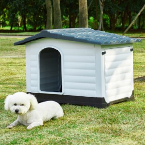 ドッグハウス 犬小屋 屋外 屋内 犬舎 シェルター 小型犬 屋根付き ドア付き ペットハウス 屋外用 プラスチック製 防水素材 洗える 防風 