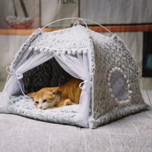 ペットベット テント型 猫 犬用 テント ハウス 猫小屋 犬小屋 組み立て簡単 洗濯可能 ソフト マット付き 室内 ペット テント 猫小屋 暖か