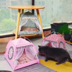 ペットテント 室内 室外 夏用 猫 テント ベッド 犬 テント 折りたたみ 組み立て簡単 ペットベッド 猫 犬 ベッド 可愛い お姫様風 ドーム