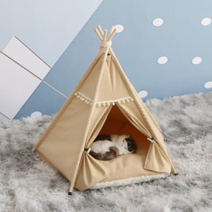 犬小屋 猫 犬 テント ベッド ペットテント 夏用 室内 猫 小型犬 猫小屋 ふわふわ 大きめ ドーム クッション 犬猫兼用 テント型 ペットハ