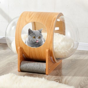猫ハウス ペット用ベッド ドーム状 床置き対応 キャットハウス 家具 キャットベッド 木製 猫ハウス 猫用 ペット透明 カプセル型 ネコハウ