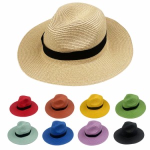 カンカン帽 ストローハット メンズ レディース ラフィア ブレード 大きなリボン 麦わら帽子 フリーサイズ 夏 涼しい 春 ボーターハット 