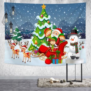 メリークリスマス おしゃれ クリスマス タペストリー クリスマスツリー 装飾布 雪だるま 壁掛けタペストリー インテリアタペストリー 北