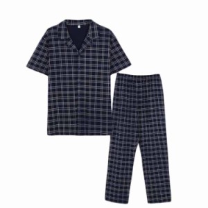 ルームウェア レディース メンズ パジャマ 薄手 ゆったり 夏 半袖 前開き シャツ ロングパンツ 快適 パジャマ 伸縮性 通気性 ソフト 柔ら