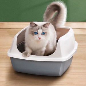 猫 トイレ におい対策 ペット用 猫砂 匂い対策 おしゃれ スコップ付き 清潔 56*42*24cm 猫トイレ ネコ 砂 開放式 大型 猫 トイレ 四角 に