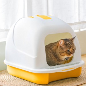 ネコトイレ ドーム型 猫用 トイレ 本体 ネコトイレ ドーム型 シンプルなデザイン 無臭無塵 ポータブル 大空間 トイレ容器 大型 砂の飛び