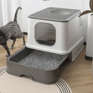 猫砂の飛び散り防止 ニオイの広がり防止に 大きな猫ちゃんにも最適なサイズです 猫用トイレ スコップ付き 猫砂の飛び散り防止 ニオイの広
