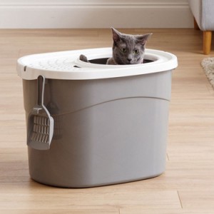 猫 トイレ 上から猫トイレ ホワイト トイレ本体 散らからない 掃除 フルカバー 隠す ネコトイレ ネコ 上から 上から入る猫トイレ 大型猫