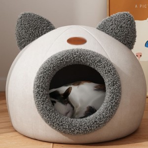 猫 ベッド 冬 猫ハウス ペット用寝袋 ドーム型 犬猫 マット クッション 寒さ対策 暖かい かわいい ペット ベッド マット 小型犬 キャット