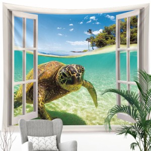 ビーチ風景 タペストリー 海と砂浜 椰子の木 おしゃれ インテリア 多機能壁掛け ファブリック装飾用品 モダンなアート 模様替え 部屋 窓