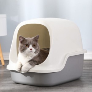 ネコのトイレ フルカバー 猫用トイレ本体 フルカバー 猫 トイレ シンプル 飛び散り防止 猫 トイレ 本体のみ 脱臭 猫トイレ 猫用 トイレ本