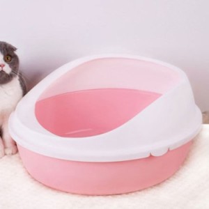 ネコトイレ ハーフカバー ブルー ピンク 猫 トイレ ネコトイレ 猫用トイレ キャットトイレ 猫トイレ カラフル トイレトレー 砂入れ オー