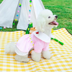 犬服 春 夏 ワンピース フレンチブルドッグ 服 中型犬 小型犬 フレブル レッド ピンク チェック柄 花 スカート フリル 犬 ドッグウェア 