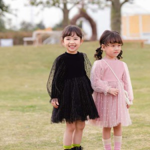 長袖 ワンピース 子供服 ベビー服 ガールズ キッズワンピース 女児服 Aライン ハイウエスト 花嫁介添人結婚式 女児 誕生日 披露宴 おしゃ