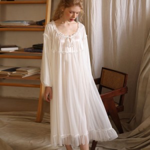 レディース ネグリジェ パジャマ フリル 可愛い 姫系 チュール 部屋着 ルームワンピース ルームウェア ナイトウェア 寝間着 ナイトドレス