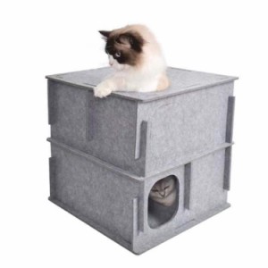 アイデア組み立て猫ハウス 猫 トンネル 猫ちぐら フェルト生地 耐磨耗性 耐噛み キャットハウス キャットボックス 猫ベッド ぐっすり眠れ