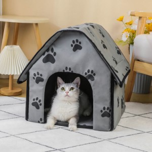 ペットベッド 犬 猫 ベッド ドーム型 ハウス ペットハウス 犬小屋 寝床 可愛い 柔らかい クッション付き ペット用品 小型犬用 快適 屋根