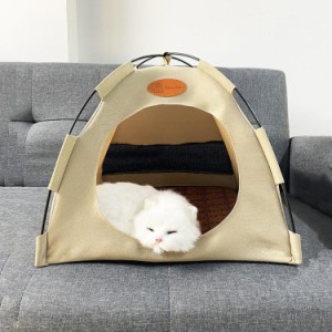 猫 テントハウス ペット テント おしゃれ 猫ベッド 小型犬 猫 ペットテント クッション付き 犬小屋 猫小屋 洗える 軽量 お手入れ簡単 滑