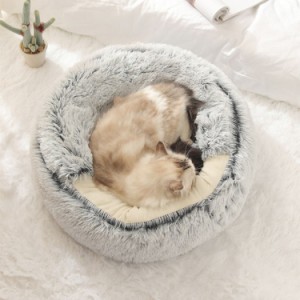 丸型ペットベッド 犬 猫 ベッド 子猫 犬用ベッド 猫用ベッド ペットマット オールシーズン 洗える ふわふわ 猫が喜ぶベッド 滑り止め 暖
