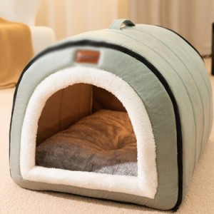 ペットベッド ドーム 冬 犬猫用 室内 ペットハウス オールシーズン ふわふわ クッション付き 犬小屋 屋根付き 猫 テント お洒落 洗える 