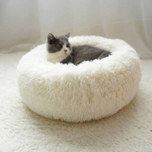 ふわふわペットベッド 冬用 ペット ベッド 猫 犬 ベッド 冬用 猫 クッション ペット用ベッド ドーナツ型 猫ベッド 秋冬用 寒さ対策 子犬 