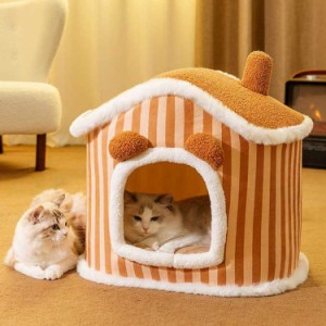 猫用ベッド 洗える 通年 冬 ドーム型 ペットハウス 犬猫用 ペットベッド 小型犬 猫用 ふわふわ 屋根付き 保温 防寒対策 洗濯可能 暖かい 