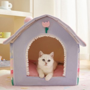 猫 ベッド 猫ハウス ペットベッド 小さめ 猫用ベッド 屋根付き ドーム型 クッション ソファー 洗える ドームハウス 隠れ家 冬 おしゃれ 