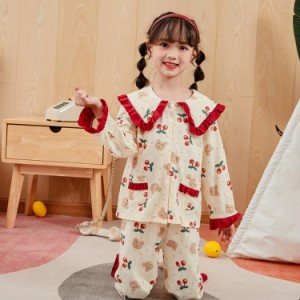 パジャマ 綿 ベビー服 キッズ 上下セット 長袖 赤ちゃん 薄手 ルームウェア 女の子 ガールズ ジュニア 吸汗 通気 肌に優しい 部屋着 春 