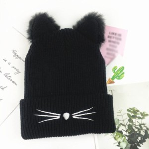 ニットキャップ オシャレ 軽量 かわいい 猫コ耳 ニット帽 レディース 秋冬 可愛い ニット帽 プレーン編み 小顔効果 ニット帽 頭に優しく