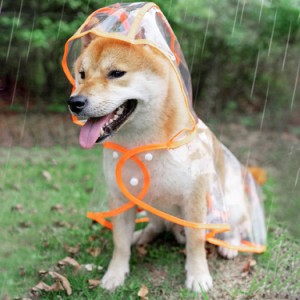 犬用レインコート レインポンチョ ポンチョ型 ドッグウェア 雨具 カッパ レインウェア ペット用 半透明 フード付き パーカー 帽子付き 小