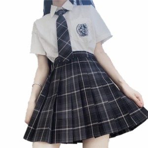 チェック柄プリーツスカート 制服 ミニ 制服スカート コスプレ スカート ミニスカート ミニショート丈チェック ブラック ホワイト ネイビ