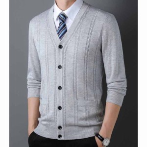 カーディガン メンズ 大きいサイズ セーター シンプル Vネックカーディガン ニットカーデ cardigan ロング 職場 定番 オフィス ビジネス 